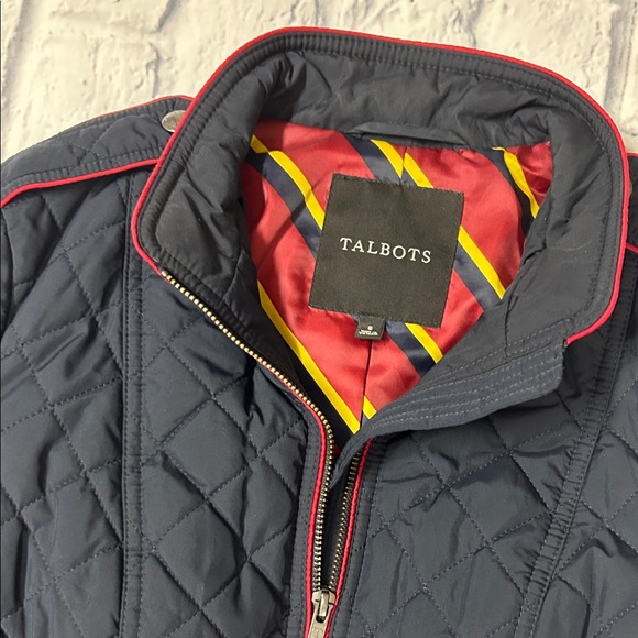 Talbots Navy Quilted Utility Jacket with Red Accents - Picture 2 of 6